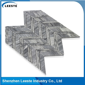 Bardiglio Marble Honed Chevron Mosaic Tiles