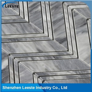 Bardiglio Marble Honed Chevron Mosaic Tiles