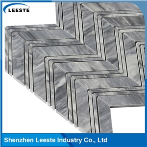 Bardiglio Marble Honed Chevron Mosaic Tiles