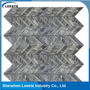 Bardiglio Marble Honed Chevron Mosaic Tiles