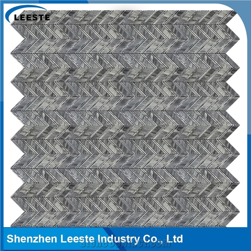 Bardiglio Marble Honed Chevron Mosaic Tiles