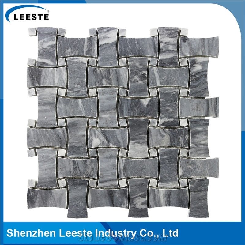 Bardiglio Marble Honed Dogbone Mosaic Tiles