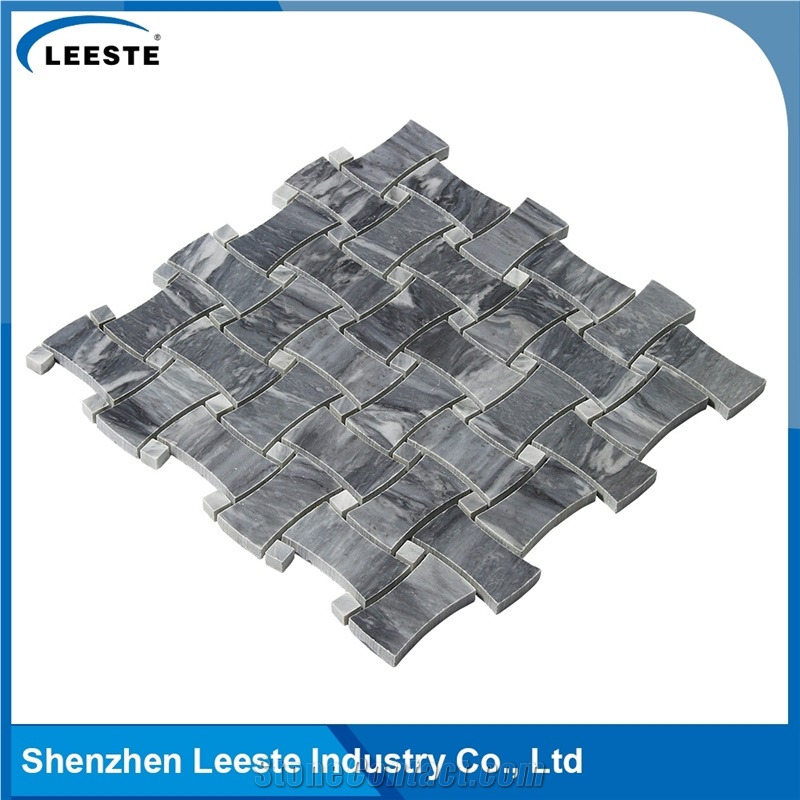 Bardiglio Marble Honed Dogbone Mosaic Tiles