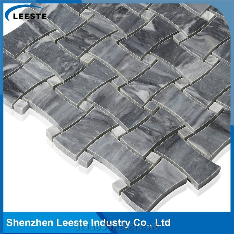 Bardiglio Marble Honed Dogbone Mosaic Tiles