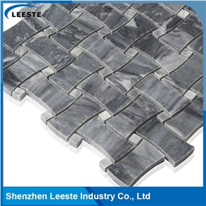 Bardiglio Marble Honed Dogbone Mosaic Tiles