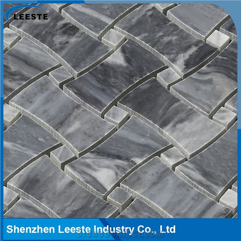 Bardiglio Marble Honed Dogbone Mosaic Tiles