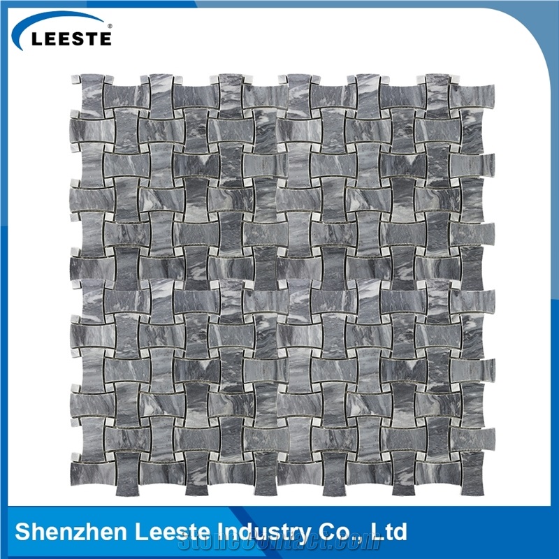 Bardiglio Marble Honed Dogbone Mosaic Tiles