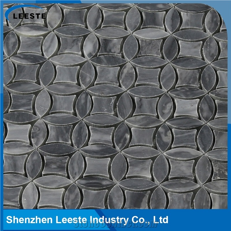 Bardiglio Marble Honed Lily Mosaic Tiles