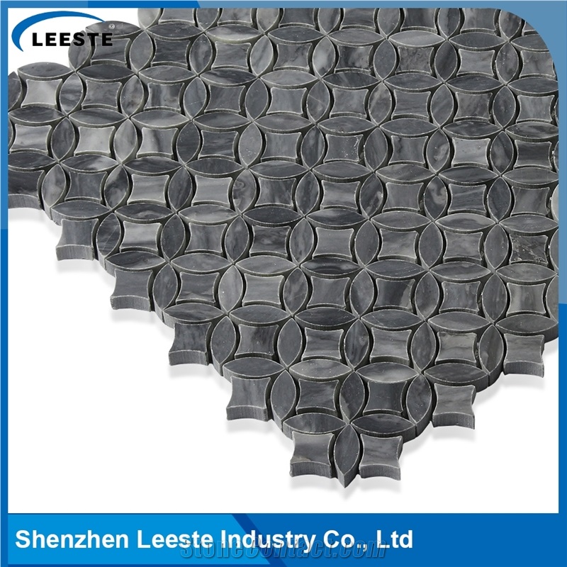 Bardiglio Marble Honed Lily Mosaic Tiles