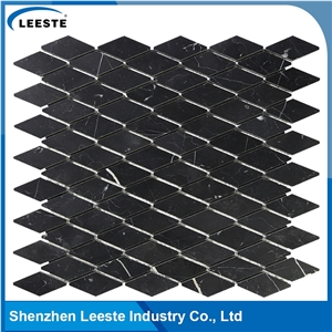 Black Polished Arabesque Diamond Marble Mosiac Tile