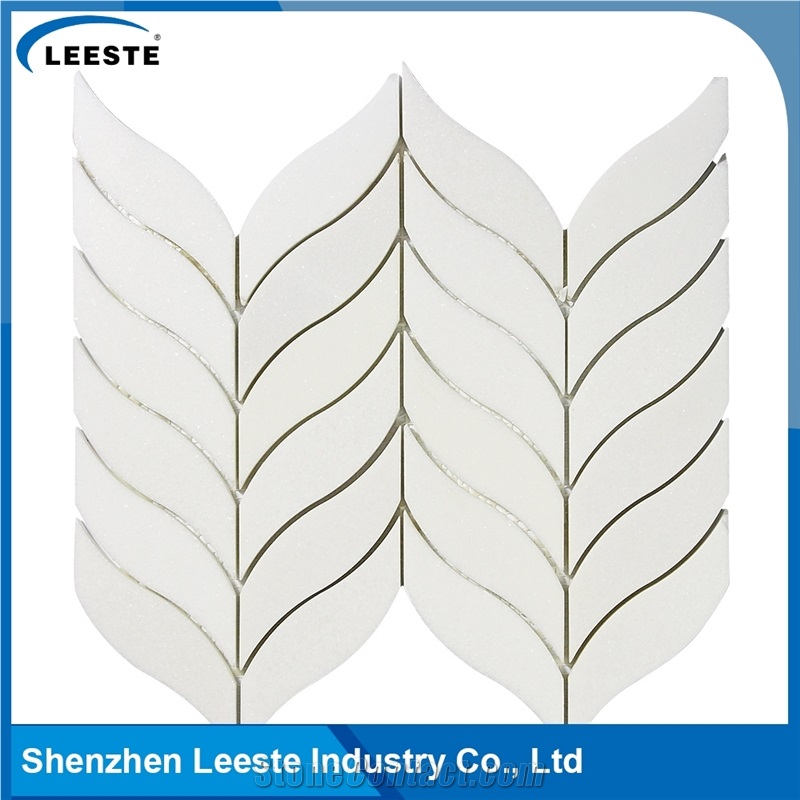 Building Materials Polished Fish Bone Pattern Thassos Marble Tile