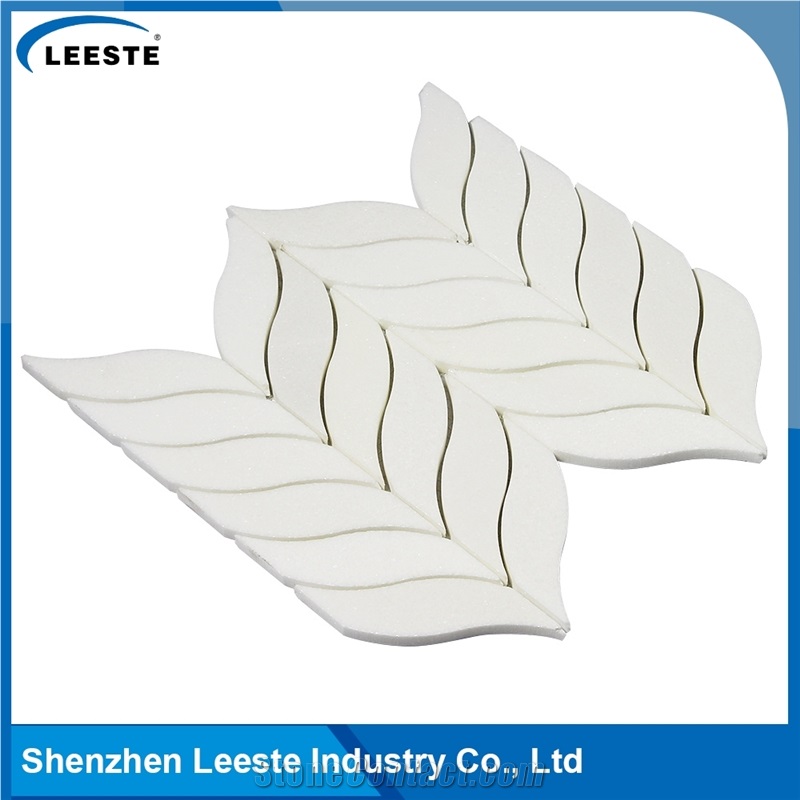 Building Materials Polished Fish Bone Pattern Thassos Marble Tile