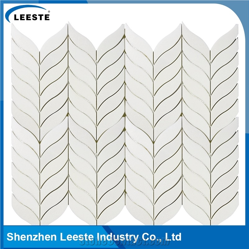 Building Materials Polished Fish Bone Pattern Thassos Marble Tile