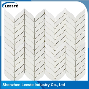 Building Materials Polished Fish Bone Pattern Thassos Marble Tile