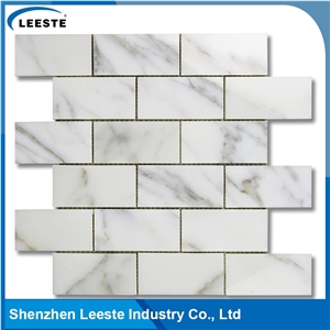 Calacatta Gold Italian Marble Polished Brick Design Mosaic Tiles White