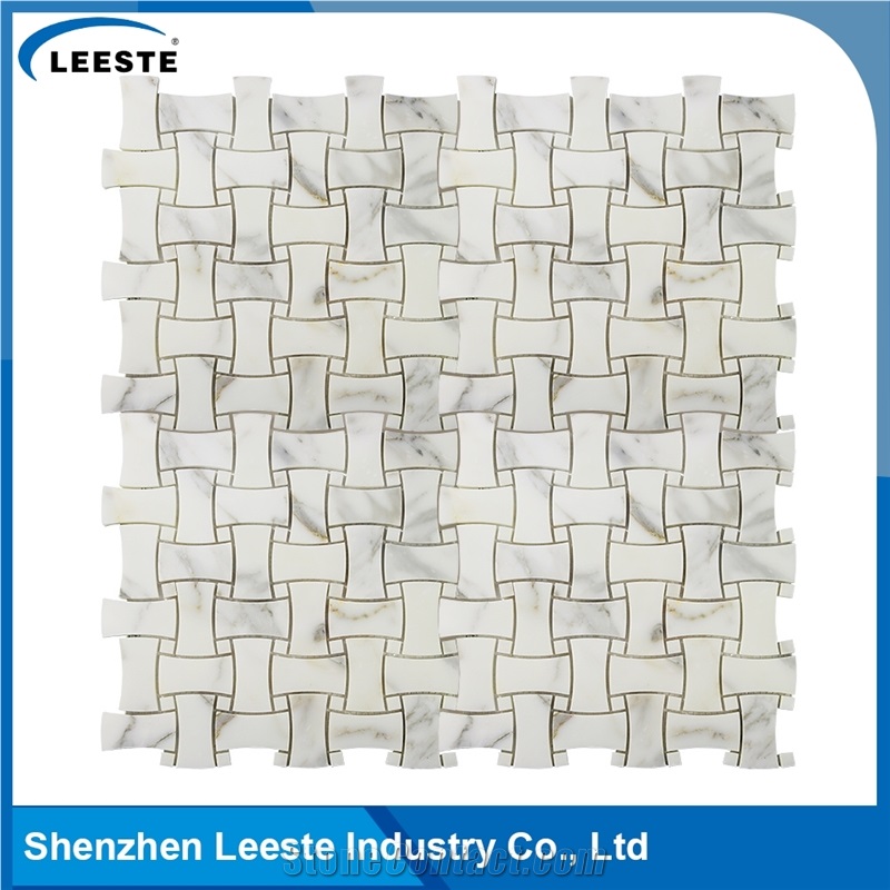 Calacatta Gold Italian Marble Polished Dog Bone Mosaic Tiles