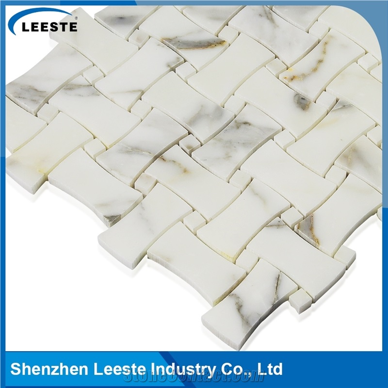 Calacatta Gold Italian Marble Polished Dog Bone Mosaic Tiles