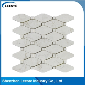 Calacatta Gold Italian Marble Polished Long Octagon Mosaic Tiles White