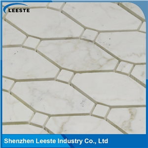 Calacatta Gold Italian Marble Polished Long Octagon Mosaic Tiles White