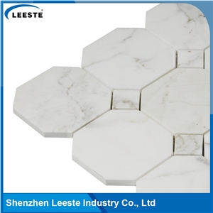 Calacatta Gold Italian Marble Polished Octagon with Dots Mosaic Tiles