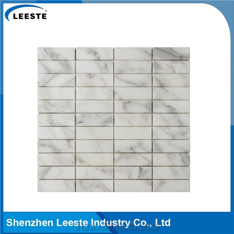 Calacatta Gold Italian Marble Polished Rectangle Stacked Mosaic Tiles