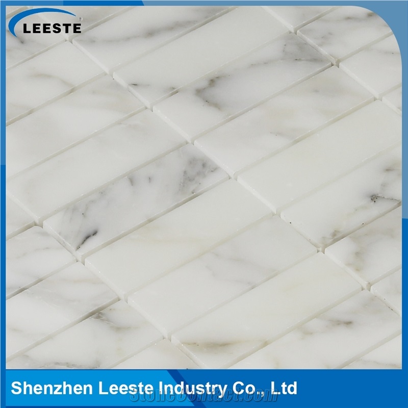 Calacatta Gold Italian Marble Polished Rectangle Stacked Mosaic Tiles