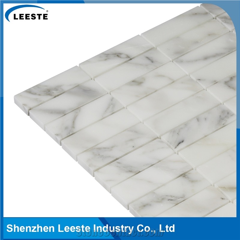 Calacatta Gold Italian Marble Polished Rectangle Stacked Mosaic Tiles