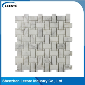 Calacatta Gold Marble Polished Basketweave Mosaic Tiles