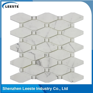 Calacatta White Italian Marble Long Octagon Marble Mosaic Tiles