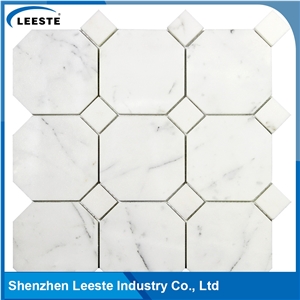 Calacatta White Italian Marble Octagon&Dot Marble Mosaic Tiles Calacatta White Italian Marble Octagon&Dot Marble Mosaic Tiles