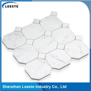 Calacatta White Italian Marble Octagon&Dot Marble Mosaic Tiles