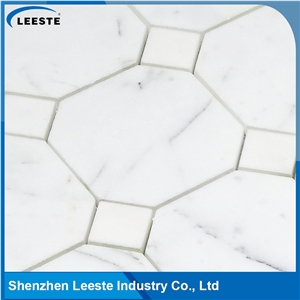 Calacatta White Italian Marble Octagon&Dot Marble Mosaic Tiles