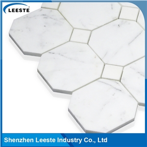 Calacatta White Italian Marble Octagon&Dot Marble Mosaic Tiles