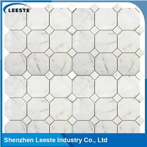 Calacatta White Italian Marble Octagon&Dot Marble Mosaic Tiles