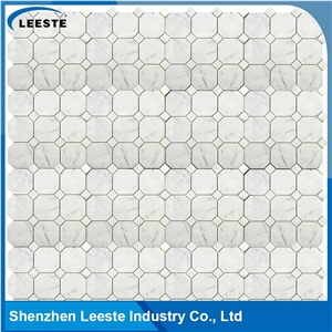 Calacatta White Italian Marble Octagon&Dot Marble Mosaic Tiles