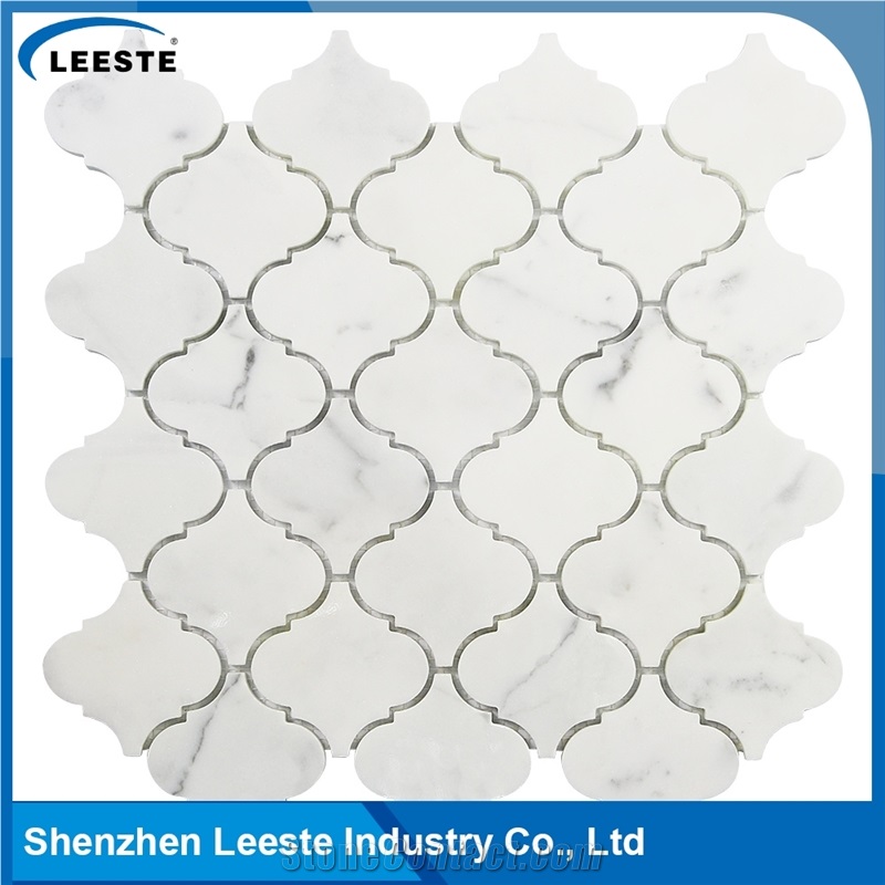 Calacatta White Italian Marble Polished Arabesque Marble Mosaic Tiles