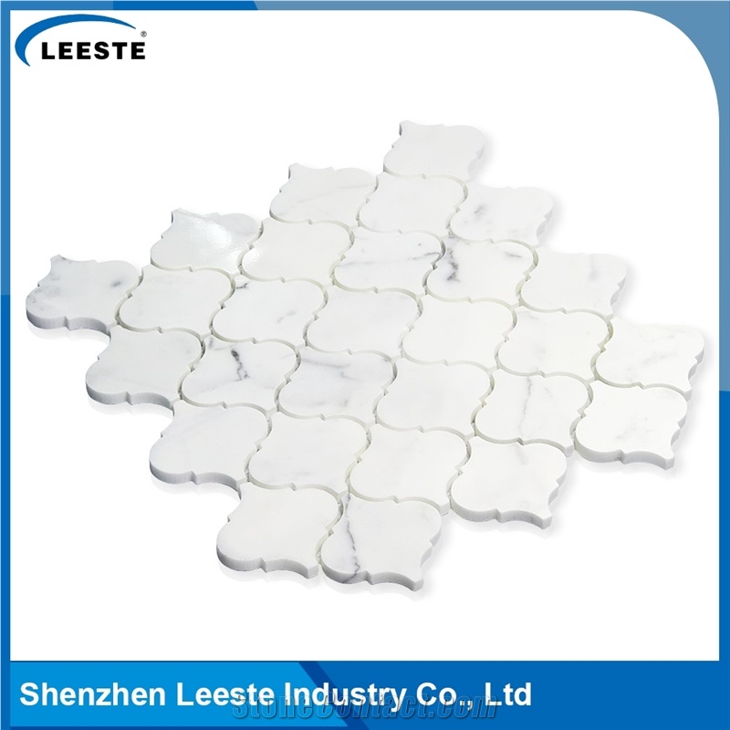 Calacatta White Italian Marble Polished Arabesque Marble Mosaic Tiles