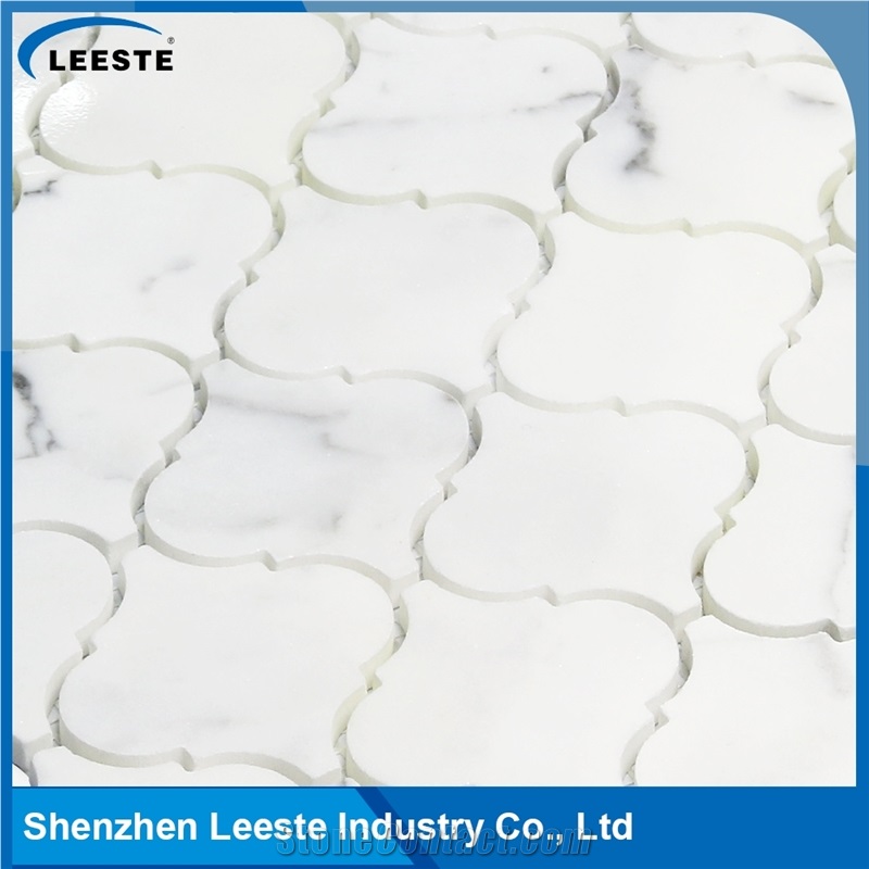 Calacatta White Italian Marble Polished Arabesque Marble Mosaic Tiles