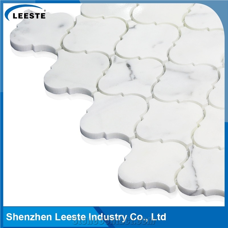Calacatta White Italian Marble Polished Arabesque Marble Mosaic Tiles