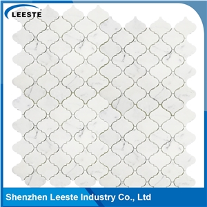 Calacatta White Italian Marble Polished Arabesque Marble Mosaic Tiles