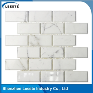 Calacatta White Italian Marble Polished Brick&Bevel Marble Mosaic Tile