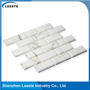 Calacatta White Italian Marble Polished Brick&Bevel Marble Mosaic Tile