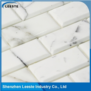 Calacatta White Italian Marble Polished Brick&Bevel Marble Mosaic Tile