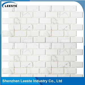Calacatta White Italian Marble Polished Brick&Bevel Marble Mosaic Tile