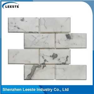 Calacatta White Italian Marble Polished Brick&Bevel Marble Mosaic Tile