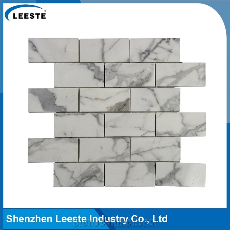 Calacatta White Italian Marble Polished Brick Marble Mosaic Tiles