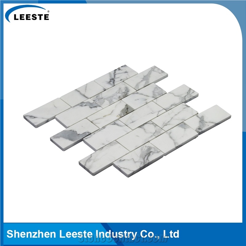 Calacatta White Italian Marble Polished Brick Marble Mosaic Tiles