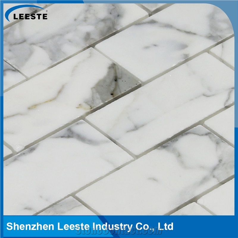 Calacatta White Italian Marble Polished Brick Marble Mosaic Tiles