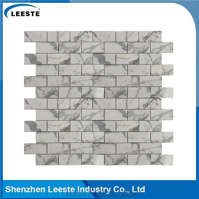 Calacatta White Italian Marble Polished Brick Marble Mosaic Tiles