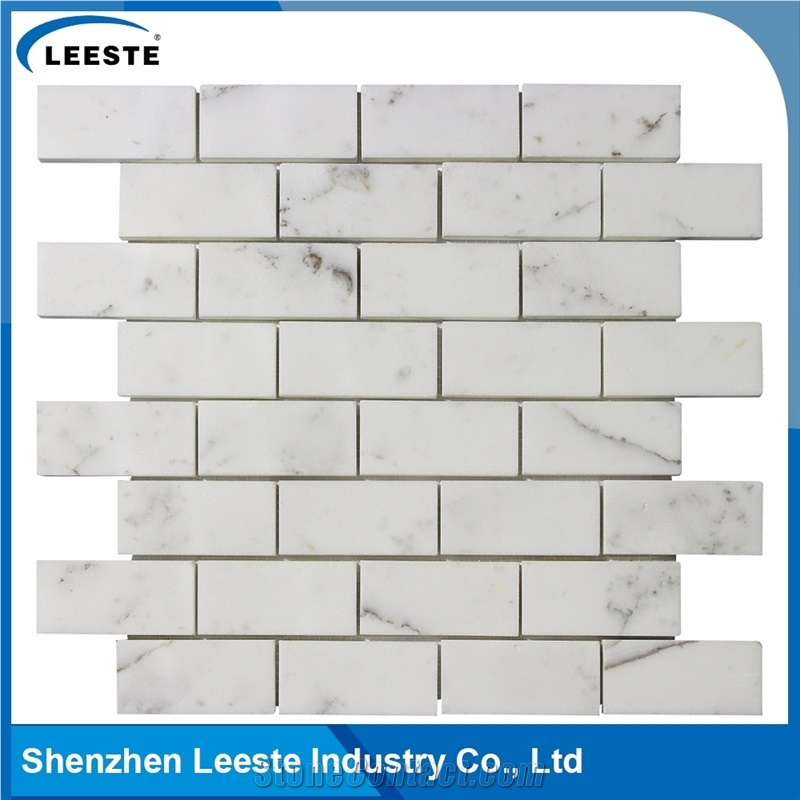 Calacatta White Italian Marble Polished Brick Mosaic Tiles